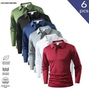 LIFE KEEPS MOVING - Men's Solid Color Sports Polo Shirt, Casual Breathable Quick-Dry Collared Top, Suitable for Golf Outdoor Activities, Spring and Autumn Men's Sports Apparel, Golf Clothing Athletic Fashion Activewear