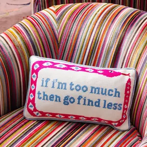 Go Find Less Needlepoint Pillow