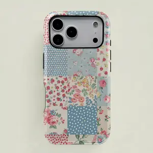 SUZIE Quilt Patchwork Phone Case |   Protective Vintage cottage Premium Film 2 in 1 Phone Case - Durable, Shock Absorbing and Stylish Protection - Compatible with iPhone 17 16, 15, 14, 13, 12, 11, Plus, Pro, Pro Max, Perfect birthday gift for friends.