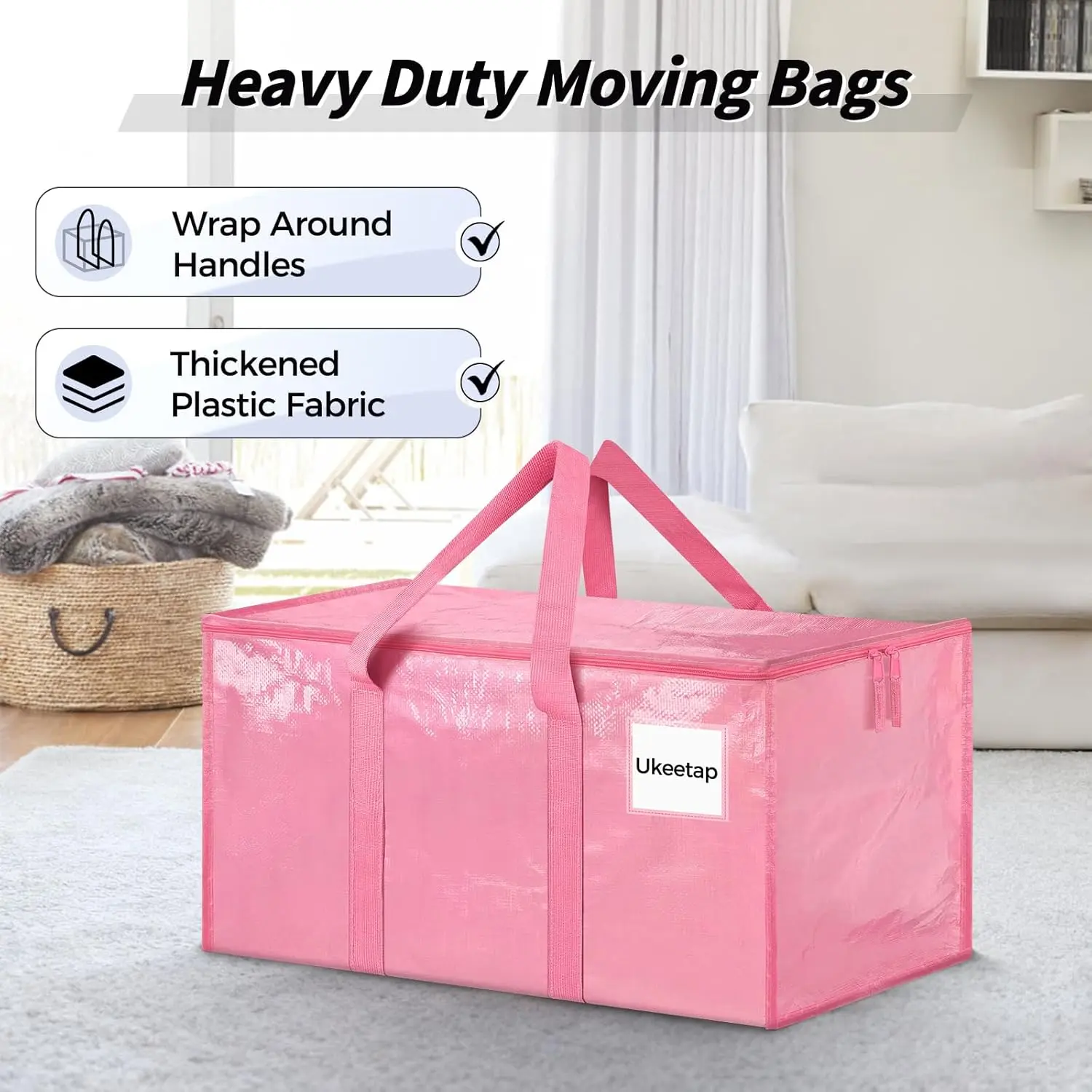 Extra Large Heavy Duty Moving Bags,Clear Storage Bins with Lids,Reinforced Handles&Heavy-Duty Zippers Moving Boxes Storage Bags Totes for Clothes Packing, Dorms,College Supplies,Clear foldable clothing storage box dust gift durable apartment Contai