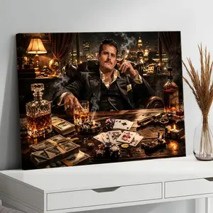 Luxury Mafia Boss Poster, Gangster Poker Night Wall Art, Vintage Crime Office Decor Print  for Home Office Man Cave Wall Hanging Hustle Motivation Art