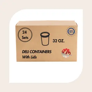 24 Pack - 32 oz Clear Plastic Deli Containers with Lids - BPA Free and Microwavable Food Storage Kitchen