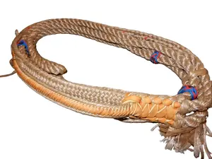 All Tan Poly Pro 9/5 RH 7/8" x 1" -Economy Starter Bull Rope Rodeo Rider 16' with 60 Day Warranty & American Style Hard Handle Texture