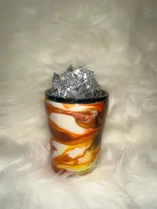 Orange Yellow and White Swirl Faux Ice Tumbler 12 oz