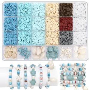 3270pcs Ocean Vacation Jewelry Making Kit, Includes Clay Sea Turtle Beads, Acrylic Shell Starfish Beads, Perfect for Bracelets, Keychains, Gifts