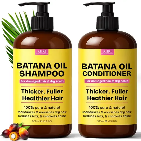 Batana Oil Shampoo and Conditioner Set | Raw Organic Batana Oil for Hair Growth | Clarifying & Thickening Treatment for Thinning Hair | Shampoo and Conditioner for Men & Women