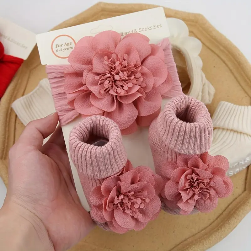 Girls' Polyester Big Floral Headbands - 2pcs/Set, Flower Hair Accessories, Children, Hairstyle Accessory, Cute