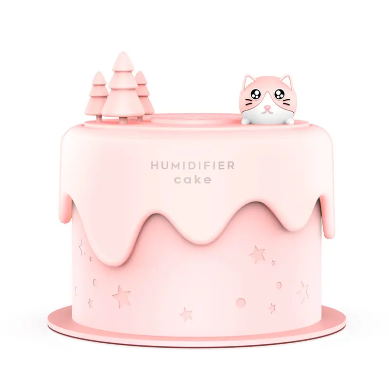 Cute Pet Cake Mini USB Humidifier| LED Night Light Ultra-Quiet Mist Desktop Gift for Home Bedroom Office