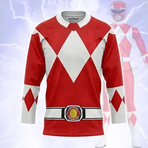 Red Diamond Hero Inspired Hockey Jersey, Retro Superhero Style Lace-Up Jersey, Classic 90s Costume Aesthetic, Unisex Sports Fan Apparel