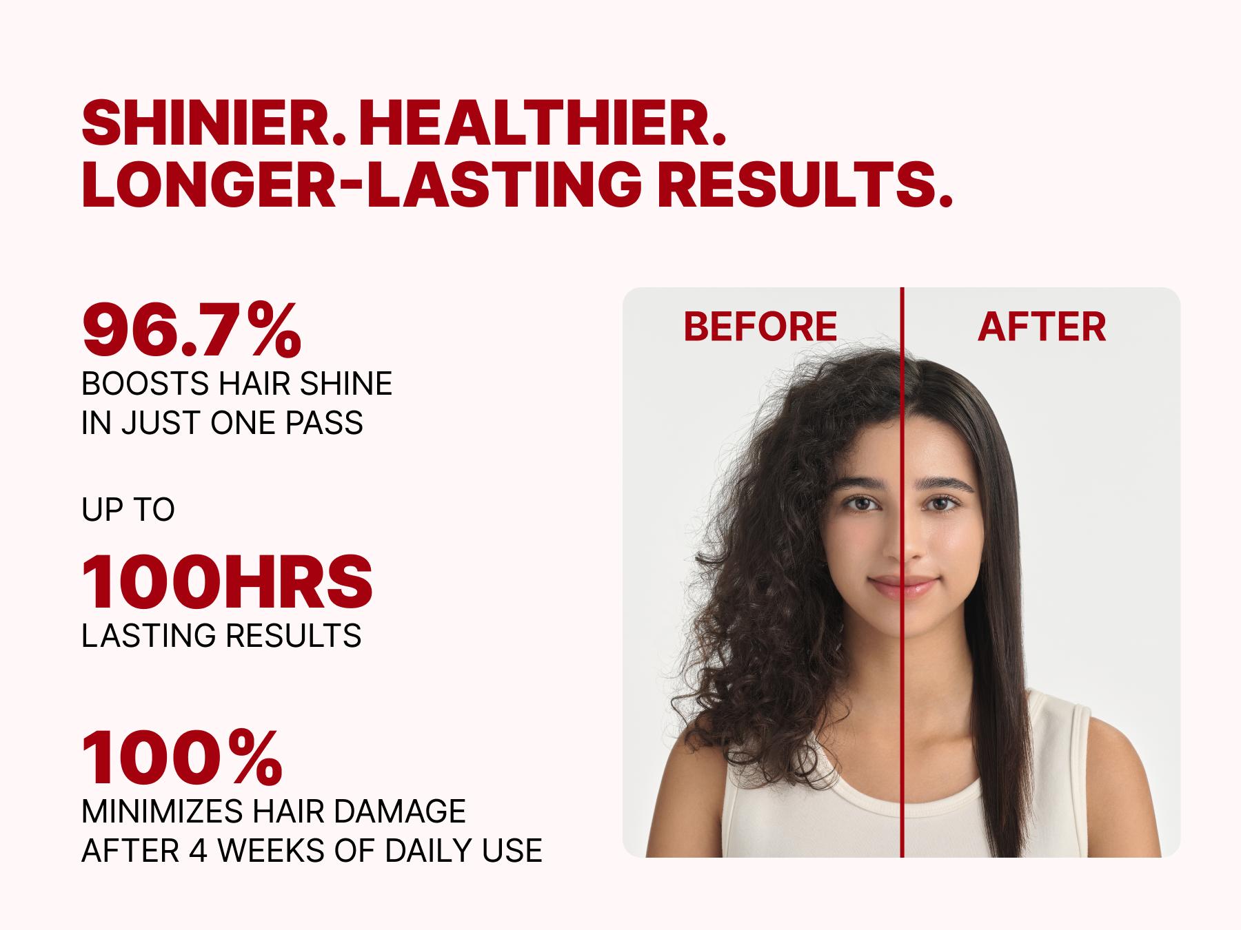 GLAMPALM GlamMuse Wide 1.5" Hair Straightener - All-Ceramic Flat Iron Infused with Vita-C, Salon Results with Less Heat Damage, Trusted by K-Pop Hair Stylists, Dual Voltage Hair Straightener, Silk Press (GP501T Pure Black)