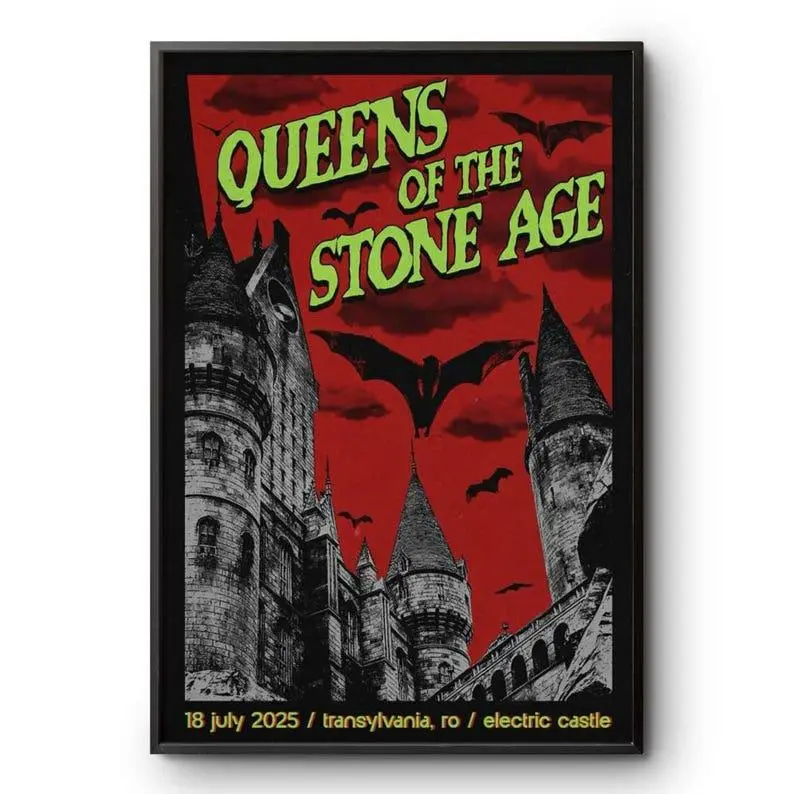 Queens Of The Stone Age Tour Poster, 7.18.25 Transylvania Romania Concert Print, Gothic Rock Art, Limited Edition Fan Collectible.No Frame