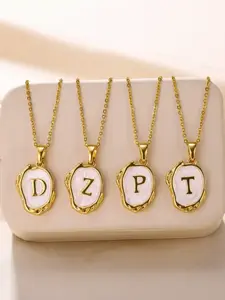 Fashion Personalized Initials Pattern Pendant Necklace for Women, Trendy Charm Letter Necklace, Custom Initial Necklace, Stainless Steel Jewelry for Daily Clothing Decor, Party, Minimalist Aesthetic Jewelry Gift, Non Tarnish Jewelry