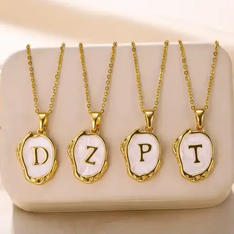 Fashion Personalized Initials Pattern Pendant Necklace for Women, Alphabet Necklaces, Alphabet Letter Necklace, Custom Initial Necklace, Stainless Steel Jewelry for Daily Clothing Decor, Party, Jewelry Gift, Non Tarnish Jewelry