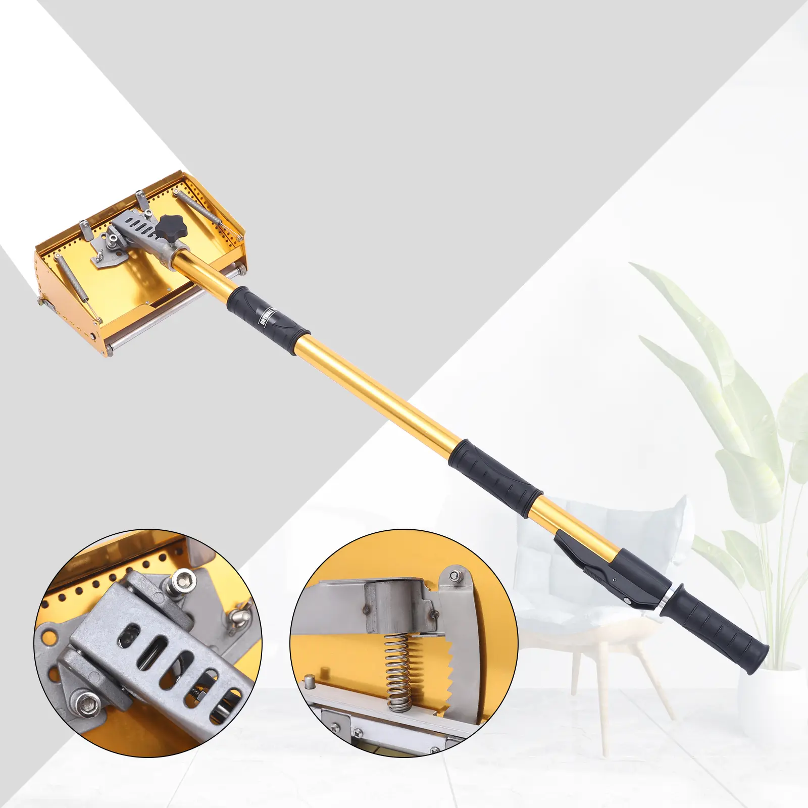Aluminum Alloy & Silicone Drywall Flat Finishing Box Tool, Modern Electrophoresis Hardware with 3.44-5.51ft Adjustable Gear Rod, Putty Scraper for Wall, Ceiling,summerwins