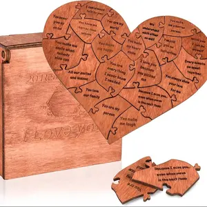 Engraved Wooden Heart Puzzle, 20 Reasons Why I Love You, Love Letter in Wood, Hidden Reasons, Intimate Gift for Valentine's Day & Anniversaries, Custom