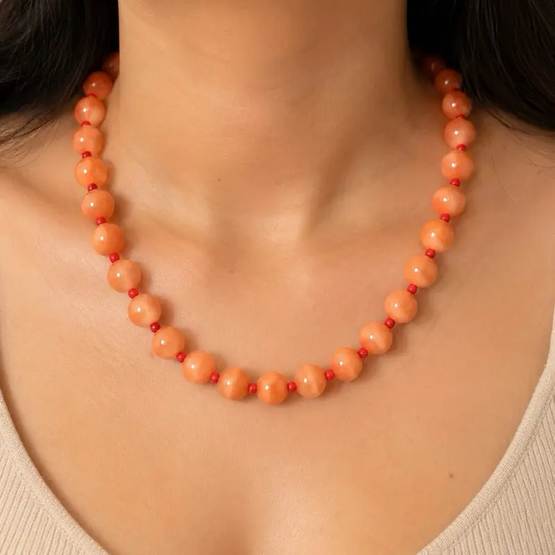 Peach Bead Necklace