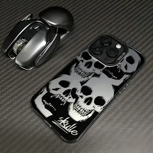 Grunge Skull Pattern Phone Case Cool And Eye-Catching Metallic Shiny Texture Skin-friendly hand feeling shockproof and drop-resistantfor iPhone 17 16 15 14 13 12 11