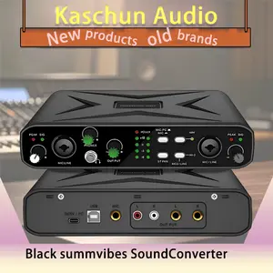 Kaschun Portable 2-Channel Live Audio Mixer Interface with 48V Phantom Power 0 Latency USB Connectivity Guitar Compatible for Recording Streaming Black summvibes Sound Converter