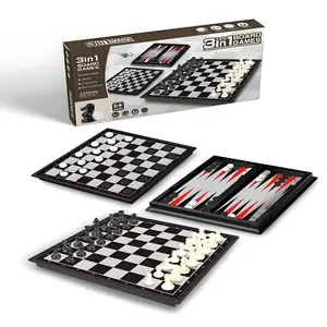 Magnetic Chess Board Game Set, Tabletop Chess Board, Family Board Games, Strategy Board Games, Portable Foldable Travel Classic Checkers Jumping Chess, Fun Party Games for Kids, Christmas Gift