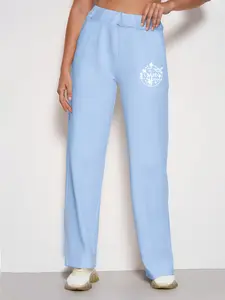 Women's Printed Wide Leg Pants, Casual Fitted Style, Youthful Campus Walkwear, All Seasons Fashion, Comfortable and Stylish