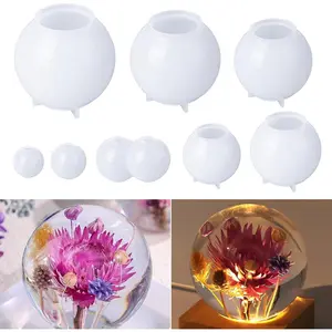 9 Pcs Sphere Silicone Molds for Resin, Upgraded Seamless 3D Sphere Resin Molds, Large Round Ball Epoxy Molds for Flowers Preservation, Resin Casting, Soap, Candle