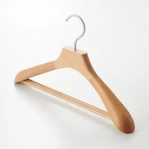 Natural Wooden Clothes Hangers, Set of 5, Home Supplies for Closet Organization