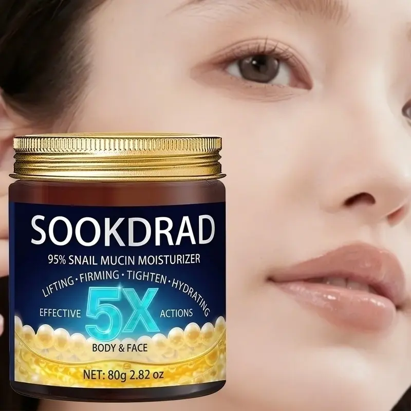 95% Snail Mucus Moisturizing Cream, Boosts Firmness and Hydration, Face and Body Use, 80g, Energize Your Daily Routine