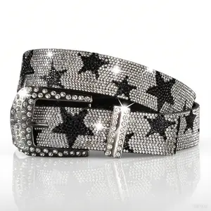 Trendy Sparkling Rhinestone Y2K Belt with Star Pattern, a Classic Accessory for Women'S Jeans.