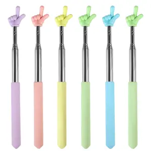 6PCS Pointer Finger Stick, Extendable Colorful Finger Pointer Stick,Mini Retractable Teacher Pointer for Presentation, Whiteboard, Blackboard, Classroom Supplies(5 Color)