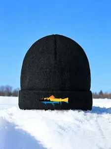 Trout Fish Sunset Landscape Pattern Knit Beanie Hat for Outdoor Winter Sports Enthusiasts and Nature Lovers Warm Headwear Ideal for Hiking Camping Skiing Gift for Christmas New Year Thanksgiving and Birthday Winter Holidays
