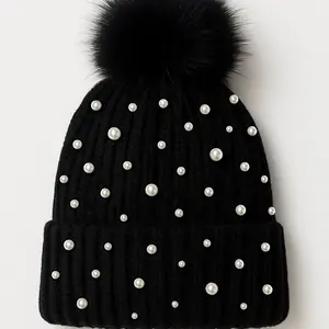 Bundle of 5 Pearl Beanies | Pom-Pom Winter Hats for Women | Cozy Boutique Knit Set