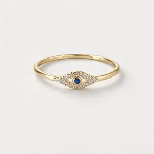 925 Gold Plated Silver Eye Ring Size 6