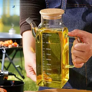 Glass Olive Oil Dispenser Bottle Set, 750ML & 1000ML Transparent Design, Durable Food Grade Cooking Tool for Salad, Frying, BBQ, Cooking Oil Container