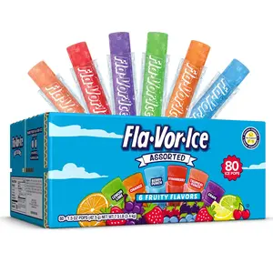 Fla-Vor-Ice Popsicle Variety Pack of 1.5 Oz Freezer Bars, Assorted Flavors, Lemon-Lime, Berry Punch, Grape, Strawberry, Orange, and Tropical Punch