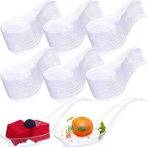 400 Pcs Clear Disposable Mini Tasting Appetizer Spoons, 4.7 x 1.2 Inch Bulk Spoons for Desserts Soup Sushi Ice Cream, Perfect for Wedding Bridal Shower Parties