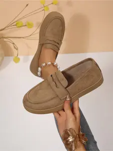 Comfortable Suede Slip-on Mules, Women's Casual Loafers for Work & Errands