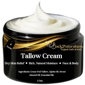 Back2Naturalness Whipped Beef Tallow Cream 3.5oz Gentle Moisturizing Body Cream for Dry Skin Relief with Natural OIls, Daily,Moisturizing,Body,Cream
