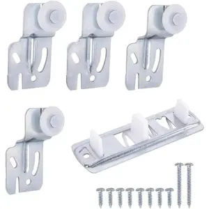 Sliding Door Roller Set, Top-Hung Sliding Door Hardware Roller & Track Kit, 5-Piece Wardrobe Closet Door Repair Replacement Set