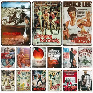Retro Vintage Classic Movie Print Metal Plate - Lightweight Tin Wall Decor, Home Supplies Gift for Bar and Man Cave