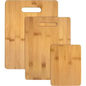 3-Piece Cutting Board Set; 3 Assorted Sizes of Bamboo Wood Cutting Boards for Kitchen