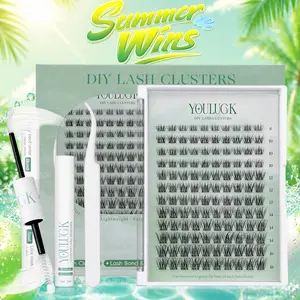 YOULUCK Upgraded Lash Clusters Kit – Soft Fluffy Long-Lasting Lashes with Glue Remover & Tweezer for Easy At-Home Application