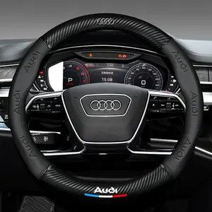 Nappa Leather Car Steering Wheel Cover, Compatible with Audi Models S-Line, S3-S6, Rs-Series, Tt-A8, Q-Series, Enhance Grip & Style
