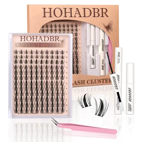 Fairy Lash Manga Clusters Kit Natural Individual Lashes Wispy Eyelash Extensions 8-16mm  Lash Extension Kit Lash Bond and Seal Waterproof, Lash Applicator, Thick False Eyelashes Kit