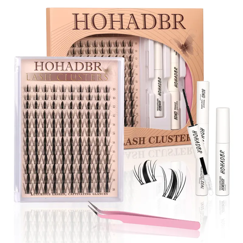 Fairy Lash Manga Clusters Kit Natural Individual Lashes Wispy Eyelash Extensions 8-16mm  Lash Extension Kit Lash Bond and Seal Waterproof, Lash Applicator, Thick False Eyelashes Kit