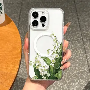 Girly Magnetic Case for iPhone11/12/13/14/15/16/promax, Elegant lilacs MagSafe Ready, Slim Fit, Drop-Proof | Perfect for Soft Girl Aesthetic