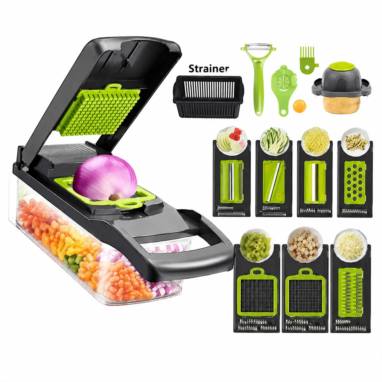 Vegetable Chopper Fruit Cutter 15-In-1 Food Slicer Onion Dicer Kitchen Gadget
