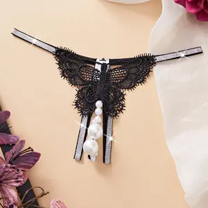 Plus Size Sexy Lingerie Women's Thong Ultra Large Pearl Massage Sexy Panties Ultra Flirty Nightclub T