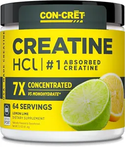 CON-CRET Creatine HCl Powder | Muscle, Cognitive, Cellular Energy Support | No Bloating or Cramps | USA Made & NSF Certified | Lemon Lime (64 Serving)