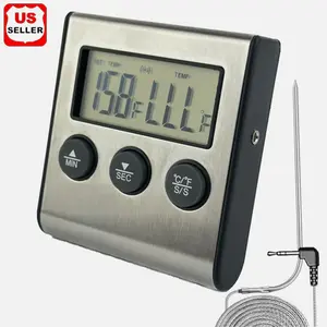 Remote Kitchen Digital Cooking Thermometer Probe Meat Food Temperature with Timer for Precise Cooking Control Stainless Steel 18cm Probe Easy Operation & Timing Function