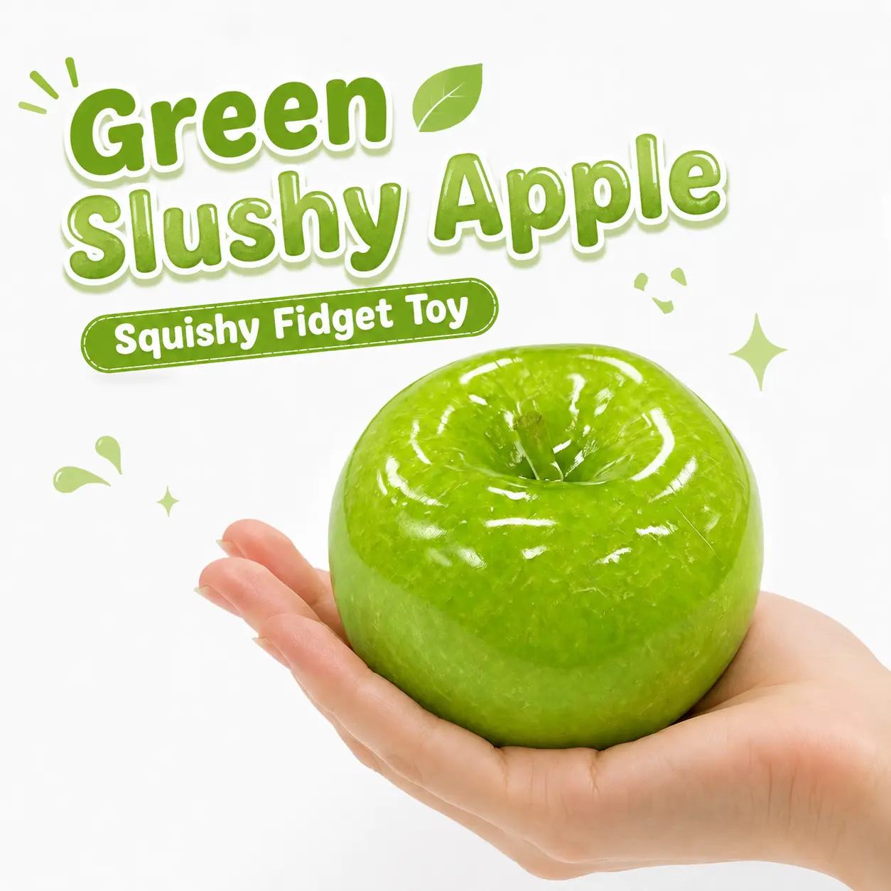 ASMR Green Apple Squishy Stress Balls Sensory Fidget Toy, Handmade Green Slushy Apple Squishy Fidget Toy Cute Novelty Stress Relief Fruit